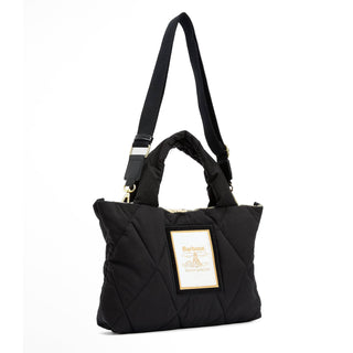 Barbour Womens Mariah Quilted Mini Tote Bag Black/Ancient - Parasol Store