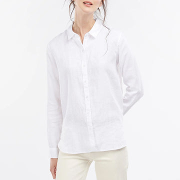 Barbour Womens Marine Relaxed Shirt White - Parasol Store