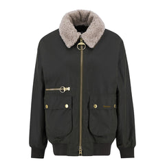 Barbour Womens Maxine Waxed Bomber Jacket Archive Olive - Parasol Store