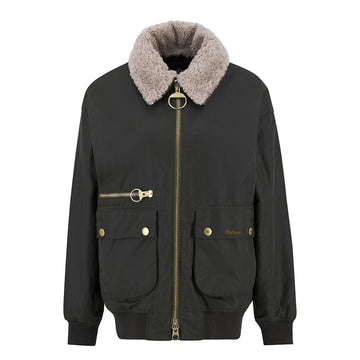 Barbour Womens Maxine Waxed Bomber Jacket Archive Olive