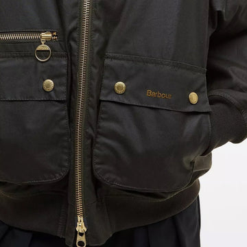 Barbour Womens Maxine Waxed Bomber Jacket Archive Olive - Parasol Store