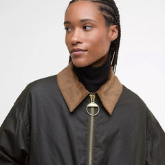 Barbour Womens Maxine Waxed Bomber Jacket Archive Olive - Parasol Store