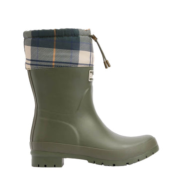 Barbour Womens Mowbray Mid Wellingtons Olive / Ancient Tartan - Parasol Store