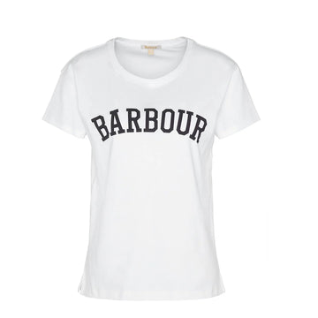 Barbour Womens Northumberland Classic T-Shirt White / Navy - Parasol Store