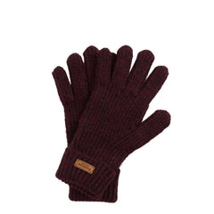 Barbour Womens Pendle Knitted Gloves Wine - Parasol Store