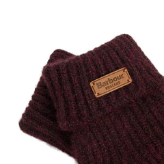 Barbour Womens Pendle Knitted Gloves Wine - Parasol Store