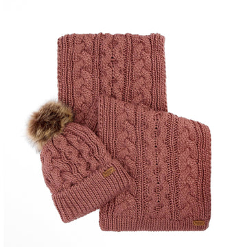 Barbour Womens Penshaw Beanie & Scarf Gift Set Arabesque