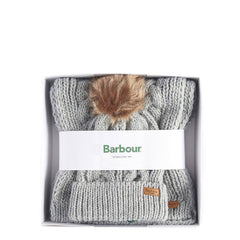 Barbour Womens Penshaw Beanie & Scarf Gift Set Grey - Parasol Store