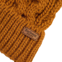 Barbour Womens Penshaw Cable-Knit Beanie Hat Mustard - Parasol Store