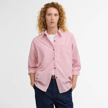 Barbour Womens Polly Striped Relaxed Shirt Poppy Red Stripe