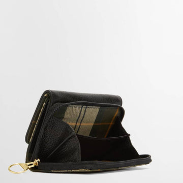 Barbour Womens Rosa Leather French Purse Black/Ancient - Parasol Store