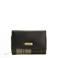 Barbour Womens Rosa Leather French Purse Black/Ancient - Parasol Store