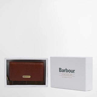 Barbour Womens Rosa Leather French Purse Brown/Classic Tartan - Parasol Store