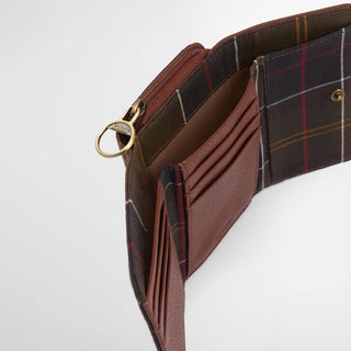 Barbour Womens Rosa Leather French Purse Brown/Classic Tartan - Parasol Store