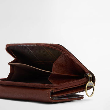 Barbour Womens Rosa Leather French Purse Brown/Classic Tartan - Parasol Store