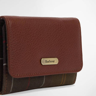 Barbour Womens Rosa Leather French Purse Brown/Classic Tartan - Parasol Store