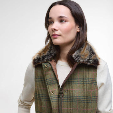 Barbour Womens Rosemary Wool Gilet Arabesque/Brown - Parasol Store