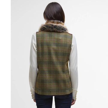Barbour Womens Rosemary Wool Gilet Arabesque/Brown - Parasol Store