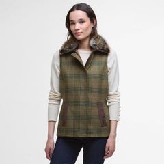 Barbour Womens Rosemary Wool Gilet Arabesque/Brown - Parasol Store