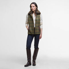 Barbour Womens Rosemary Wool Gilet Arabesque/Brown - Parasol Store