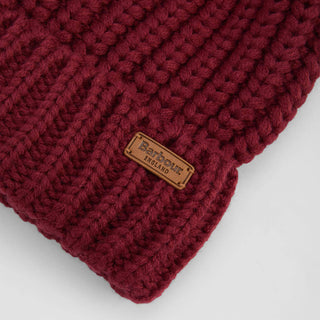 Barbour Womens Saltburn Beanie Hat Biking Red - Parasol Store