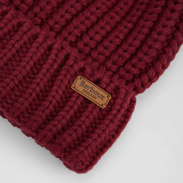 Barbour Womens Saltburn Beanie Hat Biking Red - Parasol Store
