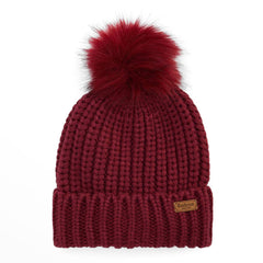 Barbour Womens Saltburn Beanie Hat Biking Red - Parasol Store