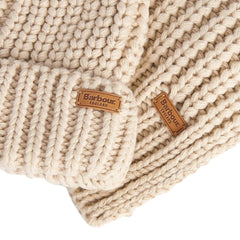 Barbour Womens Saltburn Beanie & Scarf Gift Set Pearl - Parasol Store