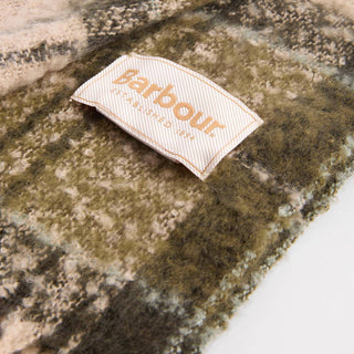 Barbour Womens Saltburn Beanie & Tartan Scarf Gift Set Ancient Loden/Dark Green