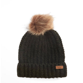 Barbour Womens Saltburn Beanie & Tartan Scarf Gift Set Ancient Loden/Dark Green