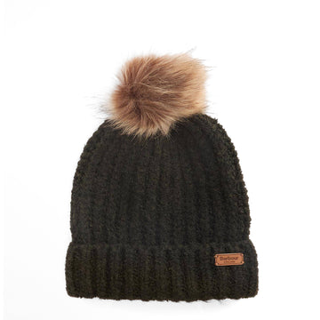 Barbour Womens Saltburn Beanie & Tartan Scarf Gift Set Ancient Loden/Dark Green