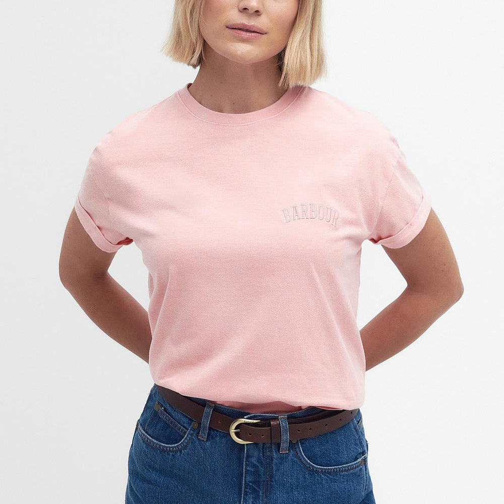 Barbour Womens Sandgate Logo T-Shirt Shell Pink - Parasol Store