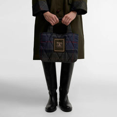 Barbour Womens Tartan Arlene Mini Quilted Tote Bag Shadow Classic Tartan