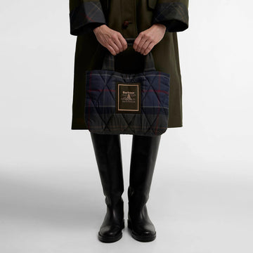 Barbour Womens Tartan Arlene Mini Quilted Tote Bag Shadow Classic Tartan