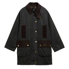 Barbour Womens Tartan Reimagined Icons Modern Beaufort Wax Jacket Classic Tartan / Olive