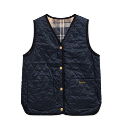 Barbour Womens Tartan Reimagined Icons Reversible Quilted Liner Dark Navy / Birchwood