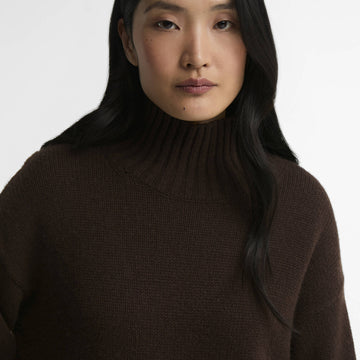 Barbour Womens Woodhouse Cashmere Blend Funnel Neck Knitted Jumper Rustic