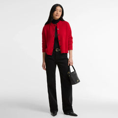 Barbour Womens Woodhouse Cashmere Blend Knitted Cardigan Crimson