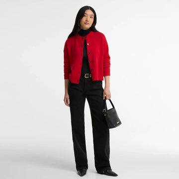 Barbour Womens Woodhouse Cashmere Blend Knitted Cardigan Crimson