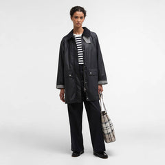 Barbour Womens Wren Waxed Jacket Royal Navy / Navy Gingham Check