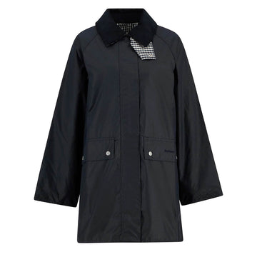 Barbour Womens Wren Waxed Jacket Royal Navy / Navy Gingham Check