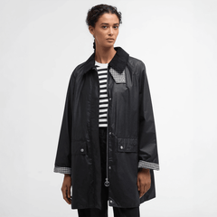 Barbour Womens Wren Waxed Jacket Royal Navy / Navy Gingham Check