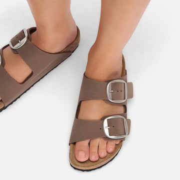 Birkenstock Womens Arizona Big Buckle Nubuck Sandal Mocca