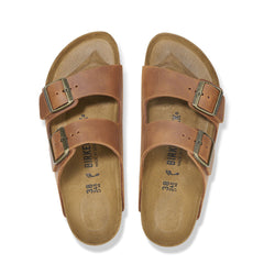 Birkenstock Womens Arizona Oiled Leather Narrow Sandal Cognac - Parasol Store