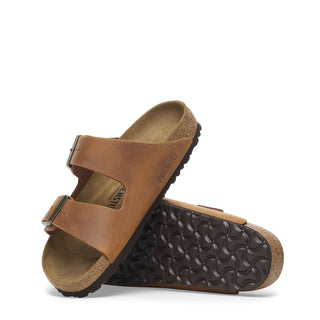 Birkenstock Womens Arizona Oiled Leather Narrow Sandal Cognac - Parasol Store