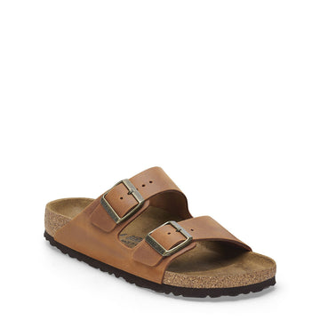 Birkenstock Womens Arizona Oiled Leather Narrow Sandal Cognac - Parasol Store