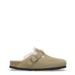 Birkenstock Womens Boston Shearling Suede Leather Narrow Fit Taupe - Parasol Store