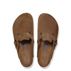 Birkenstock Womens Boston Soft Footbed Suede Leather Narrow Fit Dark Tea Tonal - Parasol Store
