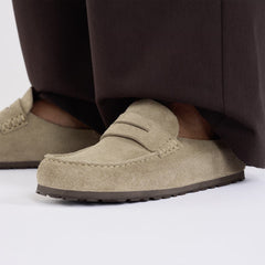 Birkenstock Womens Naples Wrapped Suede Leather Shoe Narrow Fit Taupe