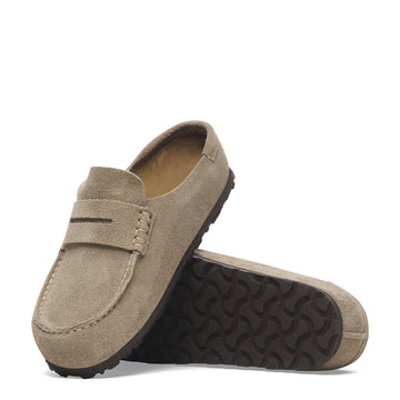 Birkenstock Womens Naples Wrapped Suede Leather Shoe Narrow Fit Taupe